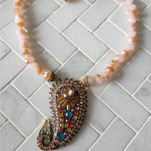 Multicolor Beaded Pendant Necklace